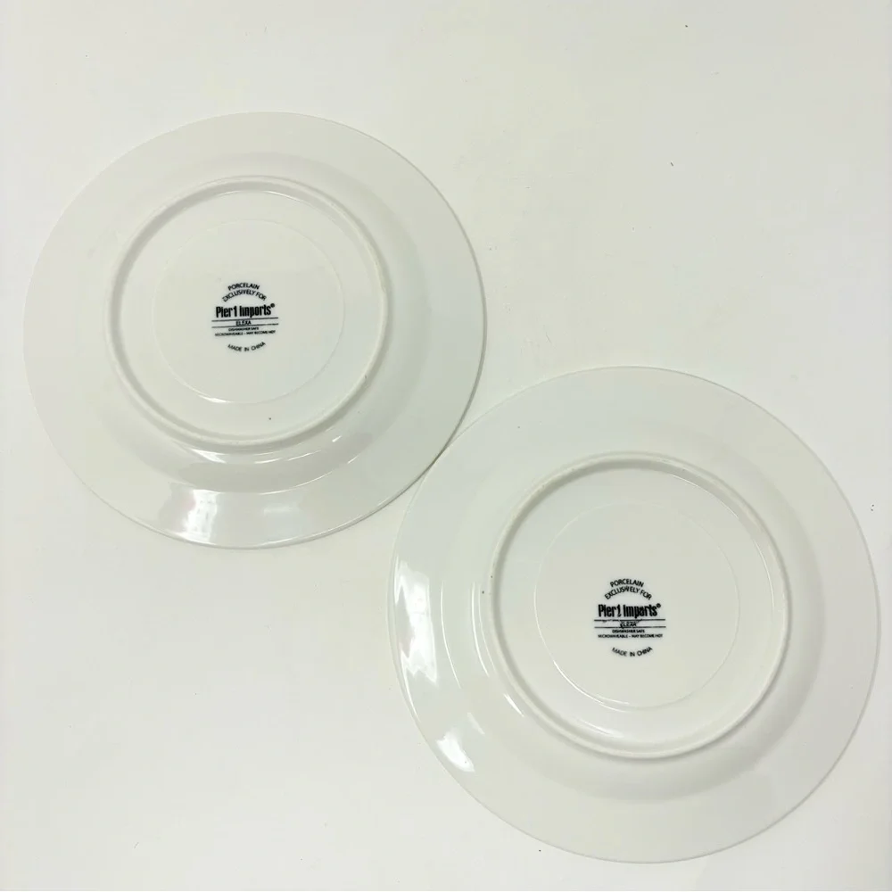 Pier 1 Elexa White Sala Plates 8-3/8” Beaded Edge Set of 2